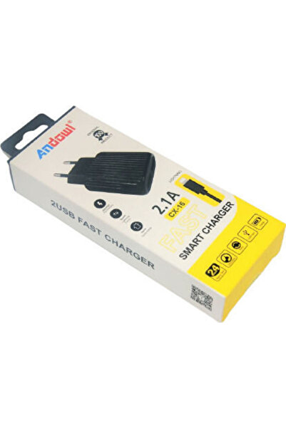 Andowl Φορτιστής με 2 θύρες USB-A και καλώδιο Lightning Μαύρο (CX-16)