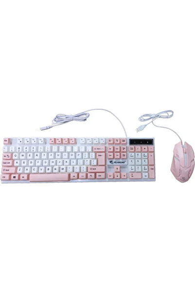 Other Yelandar YA-4600 Πληκτρολόγιο Gaming με φωτισμό RGB (Αγγλικό US) Ροζ