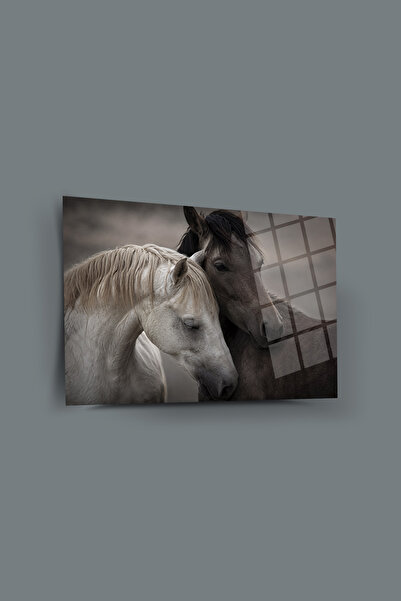 glassartdesign Horses Hugging Each Other Glass Painting-2