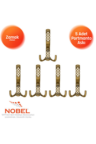 Nobel Karatay Portmanto Askısı, Metal Vestiyer Askısı, Antik Sari, Duvar ve D...