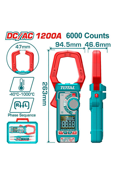 TOTAL Clamp Meter Digital Dc/Ac 1200A