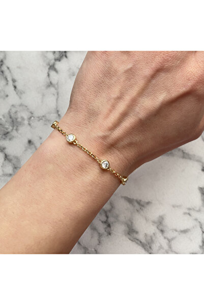 GOX Xuping Spaced Round Stone Thin Chain Bracelet