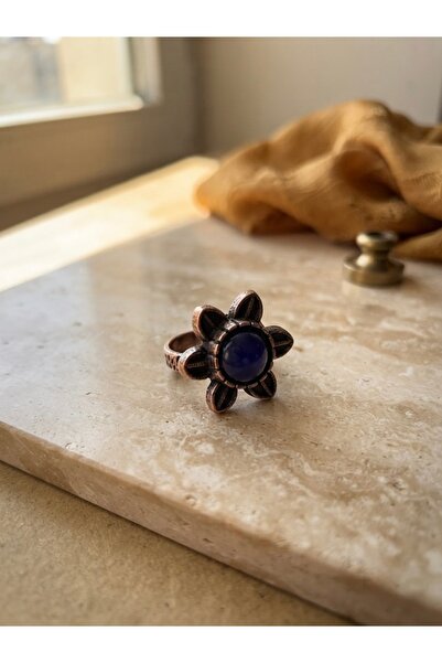 Meneva Aksesuar Purple Agate Natural Stone Authentic Flower Motif Copper Body...