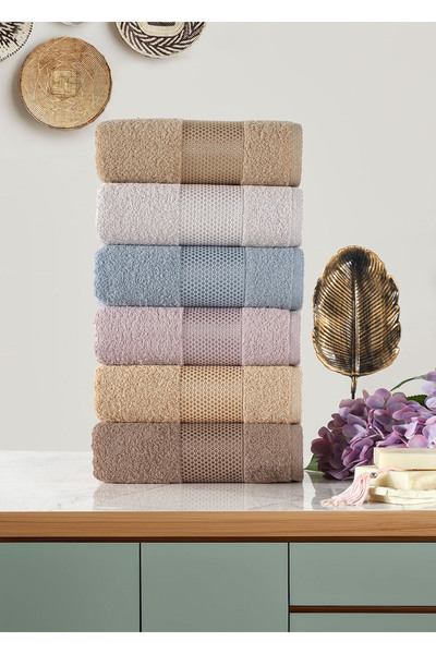 Erm Çarşı 6-Pack Darla V2 Cotton Hand and Face Towels 50X90 cm |   Extra Soft...