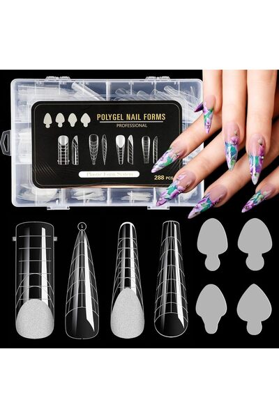 Arabest False Nails & Accessories,288-Piece Silicone Nail Dual Forms Set,4 Ty...