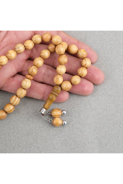 LapisDo Pine Tree Sphere Cut 10mm Prayer Beads Light Brown