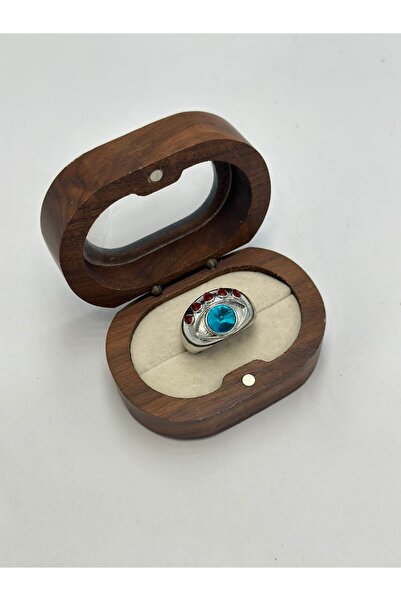 BYYEŞO Blue Stone Detailed Eye Ring (Steel)
