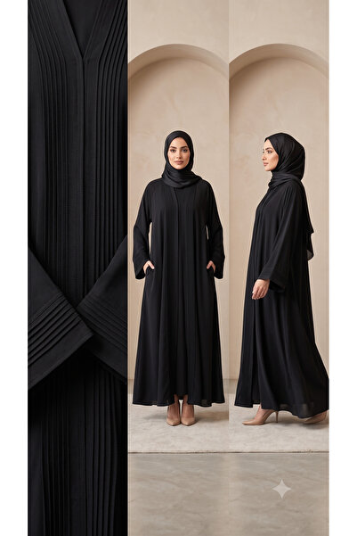 Generic Women's Black Pintuck Detailed Modest Abaya