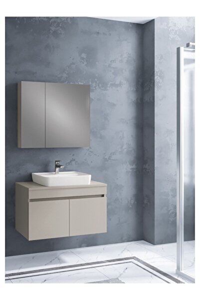 DENKO Etna 80 cm Kül Gri Banyo Dolabı