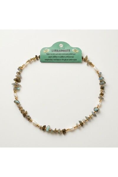 Ceyyiz Labradorite Natural Stone Women's Pearl Necklace - Bohemian Women's Je...