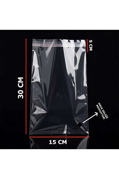 HG AMBALAJ 100 Adet 15X30 Cm Bantlı Yapışkanlı Şeffaf OPP Jelatin Poşet ( 15X...