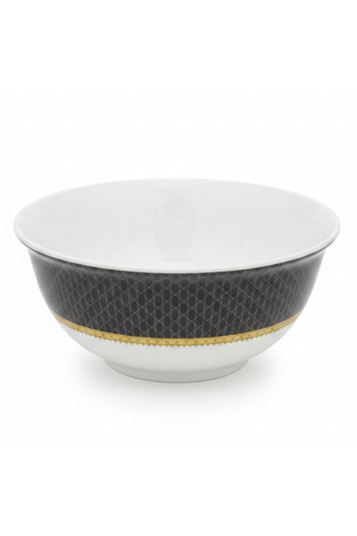 DELCASA Melamine Serving Bowl | Black & White Geometric Design | 7-Inch
