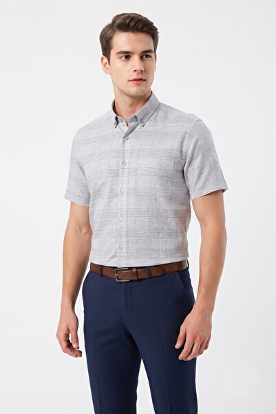 KAMER Men's Large Size Classic Single Pocket Short Sleeve Shirt Bgl-St05605