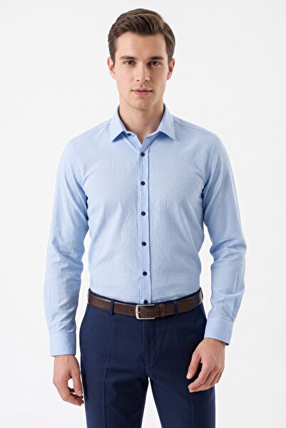 KAMER Men's Slim Fitt Long Sleeve 100% Cotton Shirt 2429 Bgl-St05603