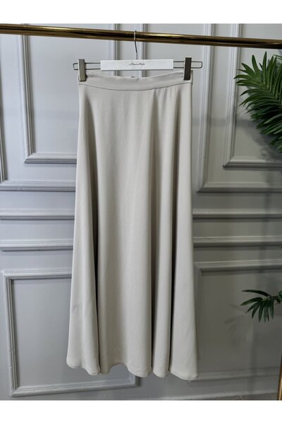 ALANURMODA 18264 تنورة جرسية باللون البيج