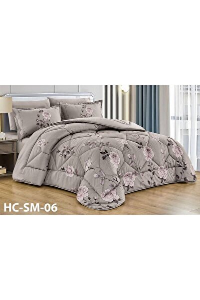 Generic Luxury Floral Printed Comforter Bedding Set - Light Taupe Quilt Set w...