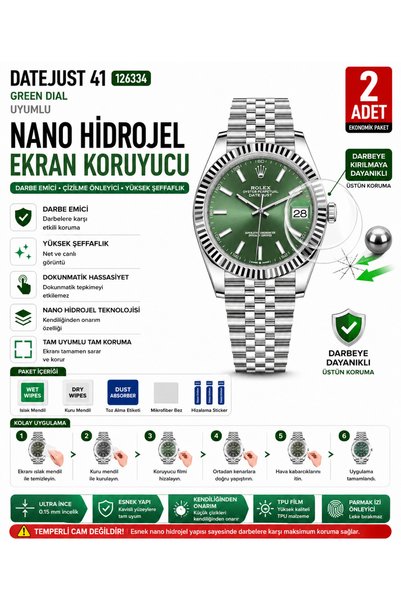 Astakos Rolex Datejust 41 126334 Uyumlu Nano Hidrojel Ekran Koruyucu 2 Adet D...