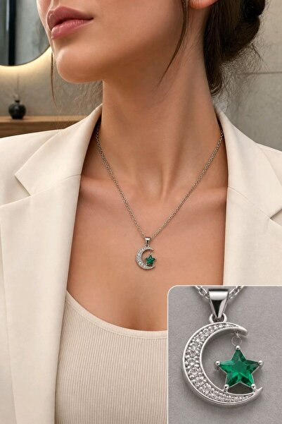 Monalisa Home Moon Star Luxury Zircon Stone Figured Showy Necklace