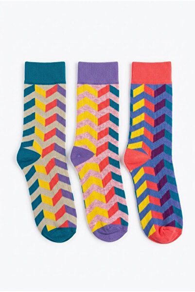 Jartoe Striped Retro Socks Cotton Women's 3-Piece Socket Socks Colorful Casua...