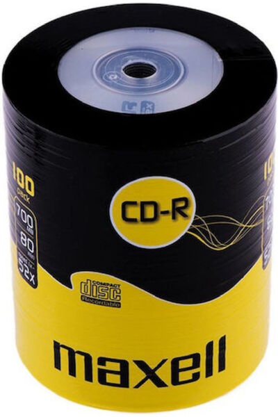 Maxell Εγγράψιμο CD-R 52x 700MB Κουτί  "Cake Box " 100 τεμάχια Κωδικός: 624037