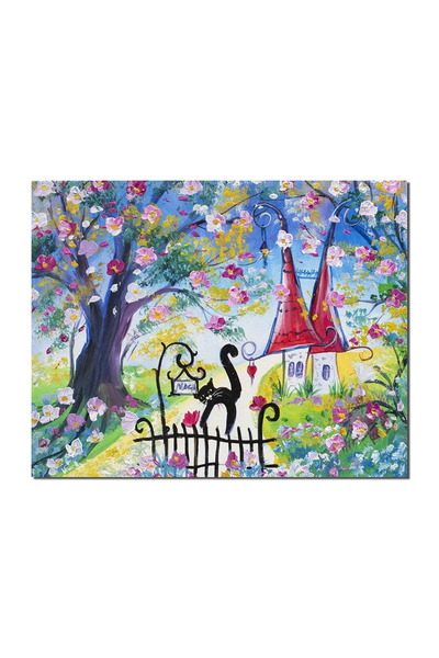 artnova Ръчно рисувана картина за детска стая, Приказна страна, 50x40см, масл...