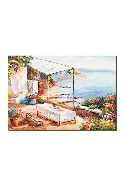 artnova Ръчно рисувана картина, Ъгъл на рая, изглед от терасата, 100x70см мас...