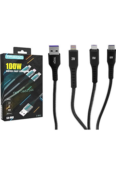 Treqa Κανονικό καλώδιο USB σε Type-C / micro USB / Lightning 1,2μ 3,1Α (CA-869)