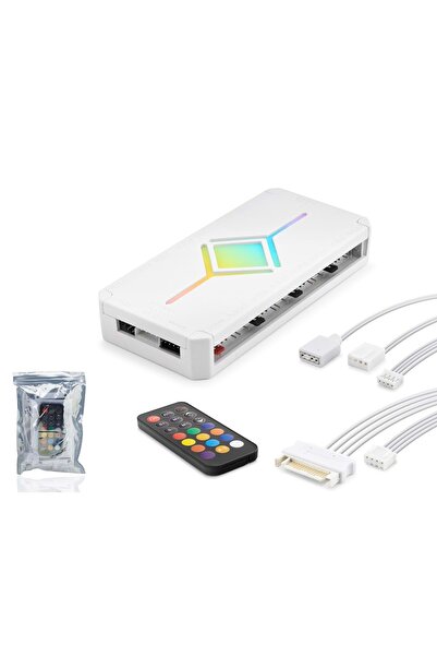 NODAR ND2816W PWM ARGB Fan ve LED Kontrolcü Hub Seti Uzaktan Kumandalı Beyaz