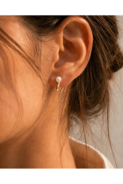 ATALYA ACCESSORY أقراط نسائية ذهبية اللون مزينة باللؤلؤ والأحجار الكريمة بتصم...