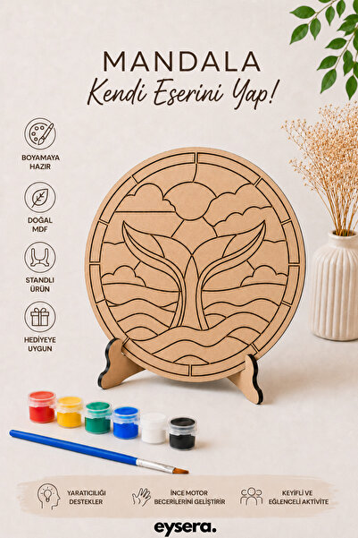 eysera Ahşap Mandala Balina Boyama Seti - Aktivite Etkinlik Sanat