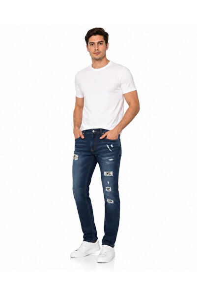 MADE Men's Ripped Jeans Dark Blue Jeans Size 36