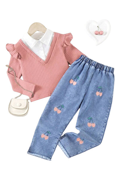 OEM Set fetite, compleu, bluza cu blugi, varsta 5 ani