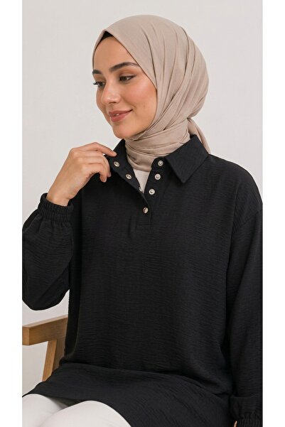 PNRSTİL Women's Plus Size Patchwork Aerobin Slit Detailed Tunic
