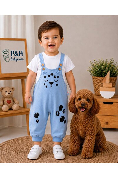 P&H BABYWEAR طقم مكون من قطعتين من تي شيرت سالوبيت مطبوع عليه وجه لطيف للأطفا...