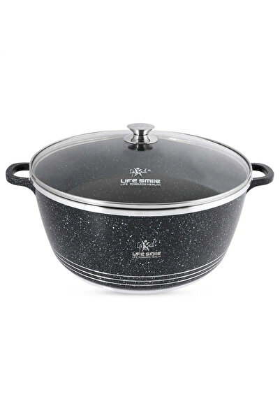 Lifesmile Life Smile 44 cm Oven-Safe Granite Coating Cooking Pot with Glass L...