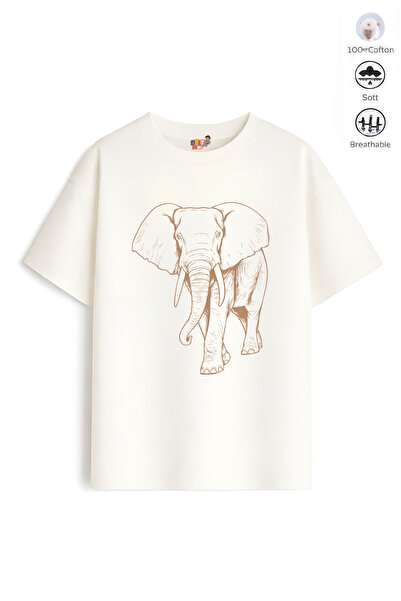 Belya Kids Wear Tricou din bumbac B6 cu design elefant Belya Kids pentru băieți