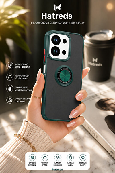 Hatreds Redmi 15C Yüzüklü Standlı Kılıf Kamera Korumalı Darbeye Dayanıklı Man...