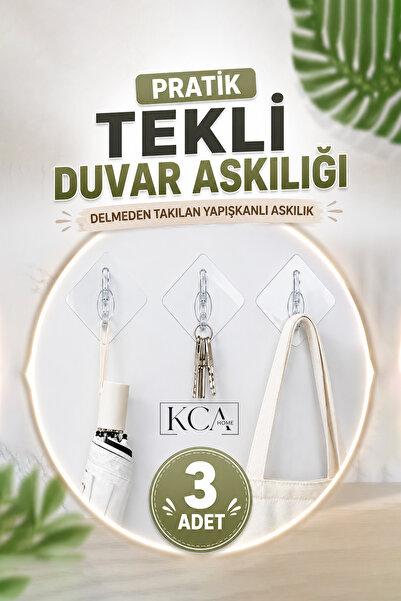KCA HOME Pratik Tekli Duvar Askılığı, Şeffaf Silikon Yapışkanlı Askılık, Mode...