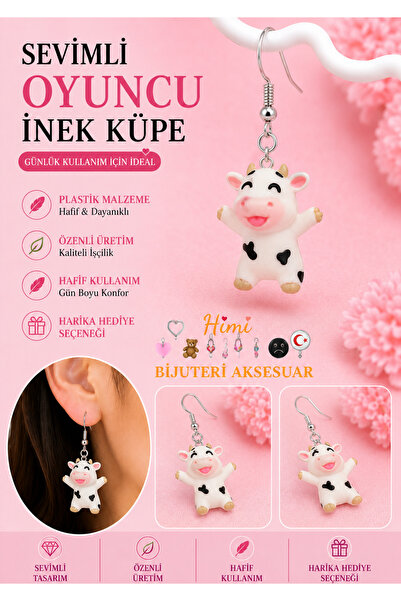 himi bijuteri aksesuar Player Cow Joyful Cute Animal Figured Dangle Earrings ...