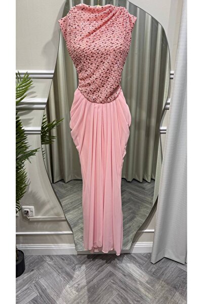 Jood Pink Embroidered Evening Dress and Skirt