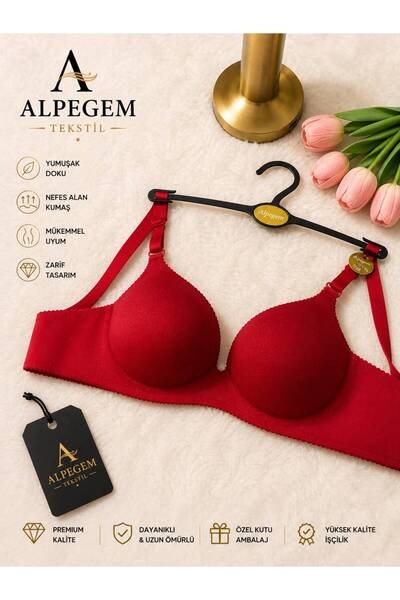 Alpegem Tekstil ALPEGEM Lazer kesim kırmızı dikişsiz sütyen