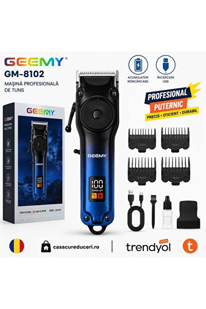 Geemy Mașină profesională de tuns GM-8102, fără fir, afișaj LED, încărcare US...