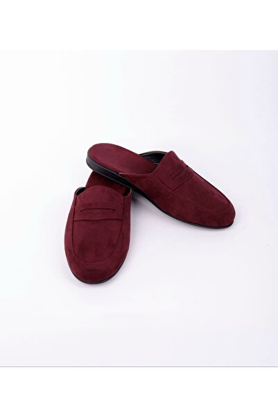 DEPASSE Men's Suede Slippers Burgundy Home Office Guest Dowry Groom