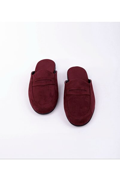 DEPASSE Men's Suede Slippers Burgundy Home Office Guest Dowry Groom