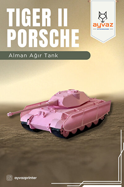 ayvazprinter TIGER II PORSCHE 1/35 Ölçek, 10,5x21x8,5 cm Boyutlu, Hareketli P...