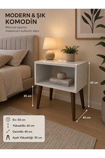 ZELMİRA Başucu Yan Sehpa Komodin Ergonomik Komodin