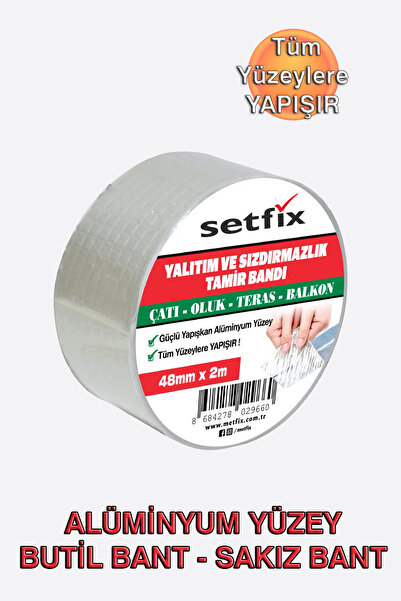 Setfix Alüminyum Kaplı Butil Tamir Bandı, 48 mm x 2 mt / Çatı, Oluk, Balkon, ...
