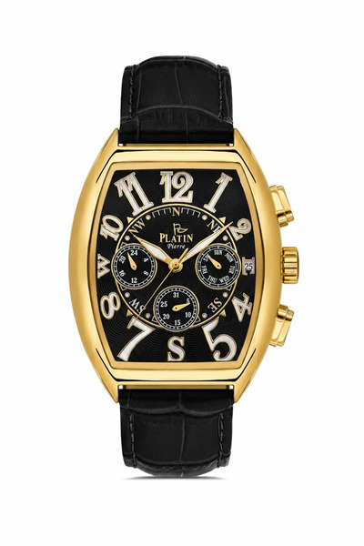 Platin Pierre Hds-1293Gb-N2 Leather Cord Functions Active Men's Wristwatch