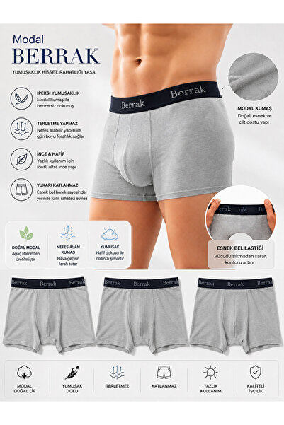 Bilal Çınar Tekstil 3-Pack Men's Boxers Anti-Sweat Thin Summer Breathable Mod...