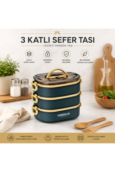 kasımoğulları concept 3-Layer Leak-Proof Lunchbox – Portable Food Storage Con...